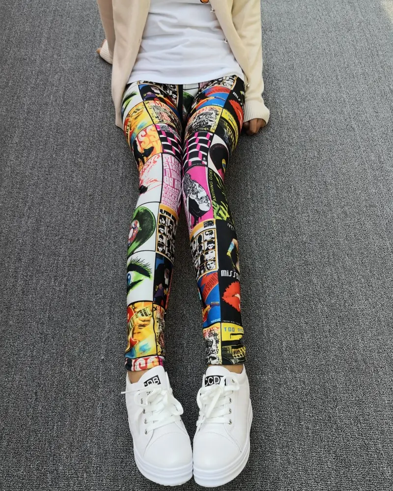 Printed Women's Leggings with Elastic Waistband - Image 11