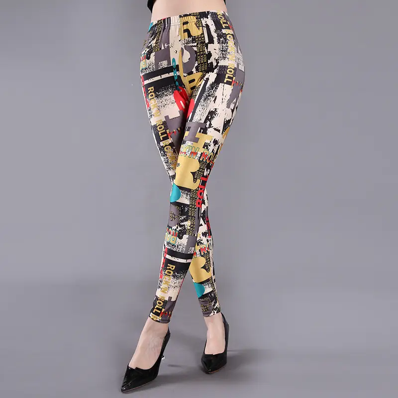 Printed Women's Leggings with Elastic Waistband - Image 7