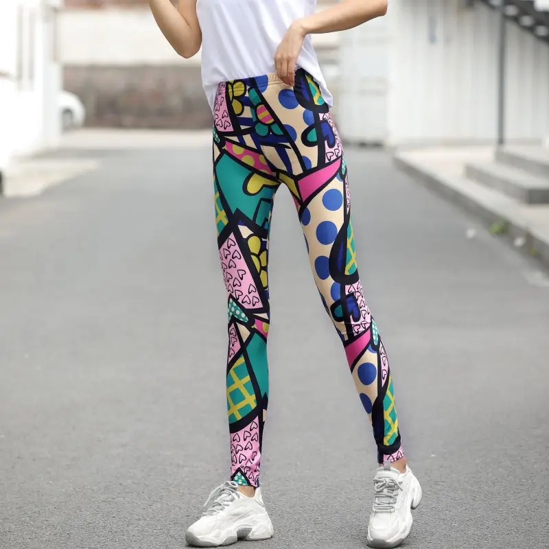 Printed Women's Leggings with Elastic Waistband - Image 9