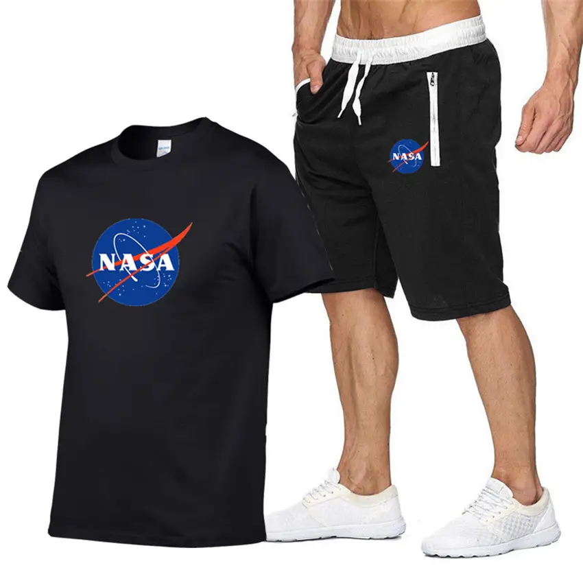 NASA Men NASA Logo T-Shirt & Shorts Set Grey