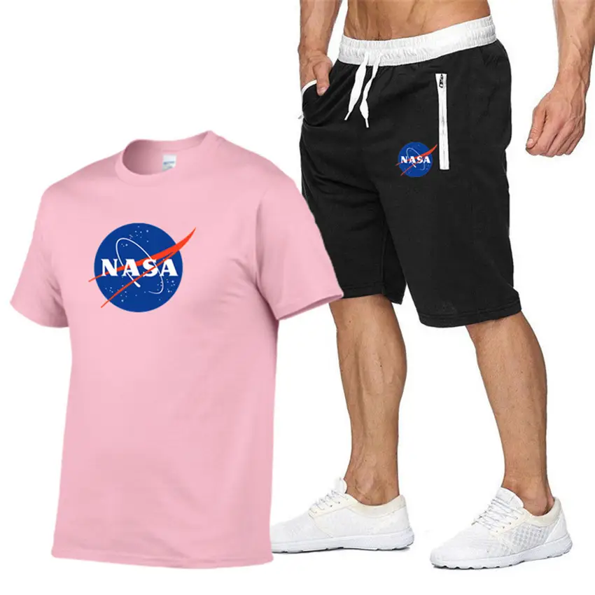 NASA Men NASA Logo T-Shirt & Shorts Set Grey