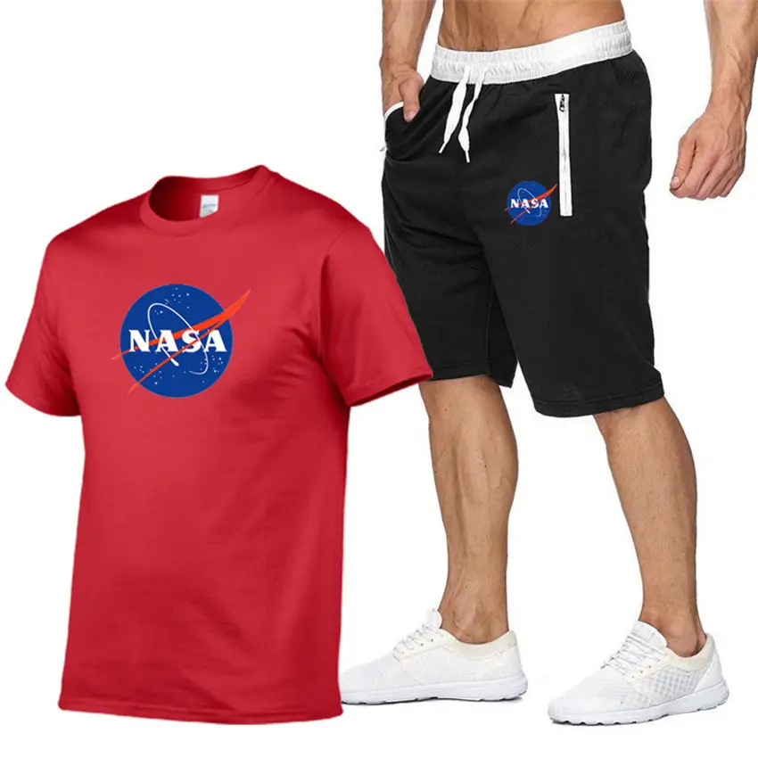 NASA Men NASA Logo T-Shirt & Shorts Set Grey