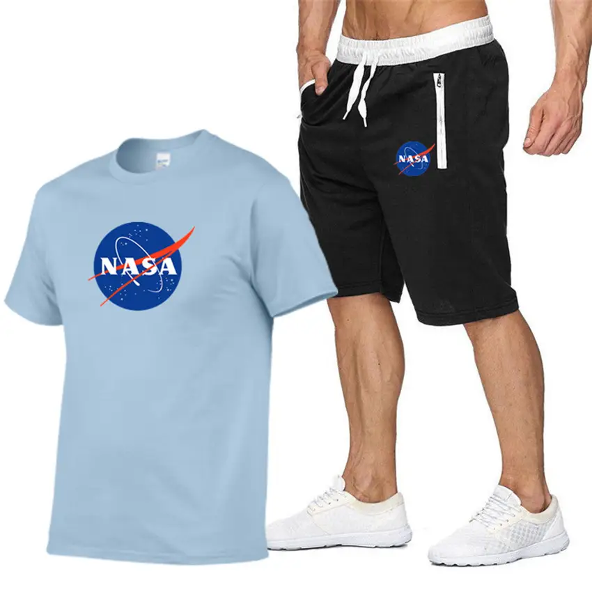 NASA Men NASA Logo T-Shirt & Shorts Set Grey
