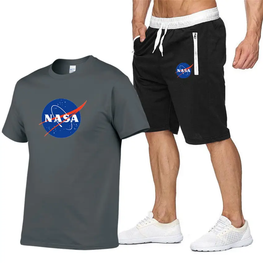 NASA Men NASA Logo T-Shirt & Shorts Set Grey