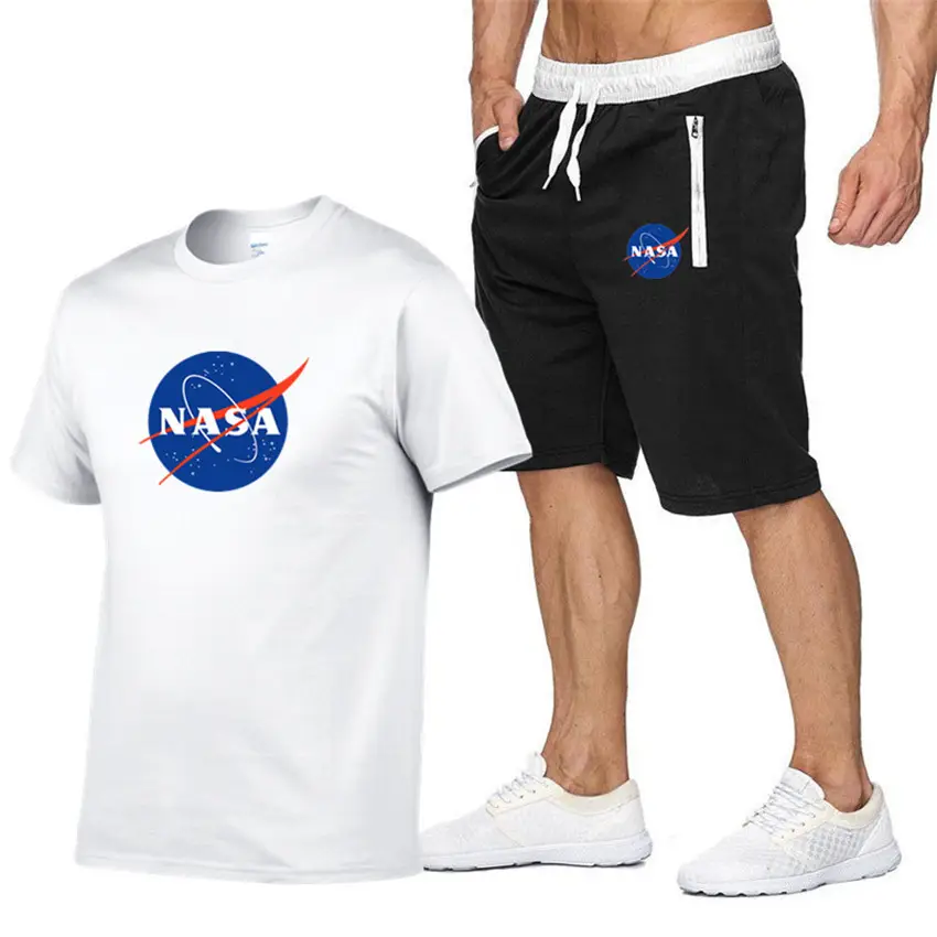 NASA Men NASA Logo T-Shirt & Shorts Set Grey