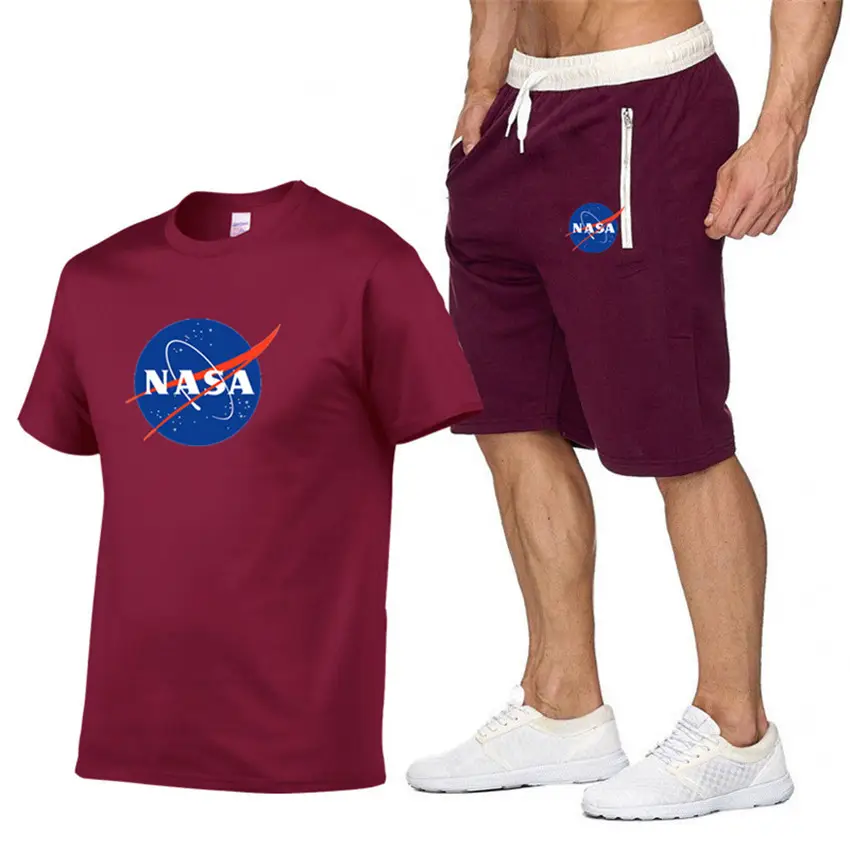 NASA Men NASA Logo T-Shirt & Shorts Set Grey