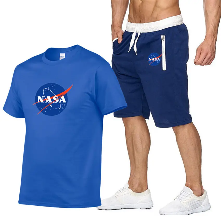 NASA Men NASA Logo T-Shirt & Shorts Set Grey
