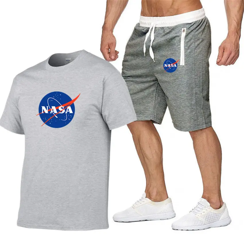 NASA Men NASA Logo T-Shirt & Shorts Set Grey