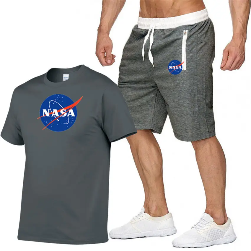 NASA Men NASA Logo T-Shirt & Shorts Set Grey
