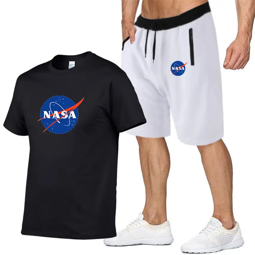 NASA Men NASA Logo T-Shirt & Shorts Set Grey