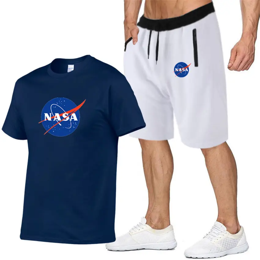 NASA Men NASA Logo T-Shirt & Shorts Set Grey