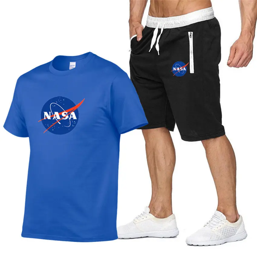 NASA Men NASA Logo T-Shirt & Shorts Set Grey