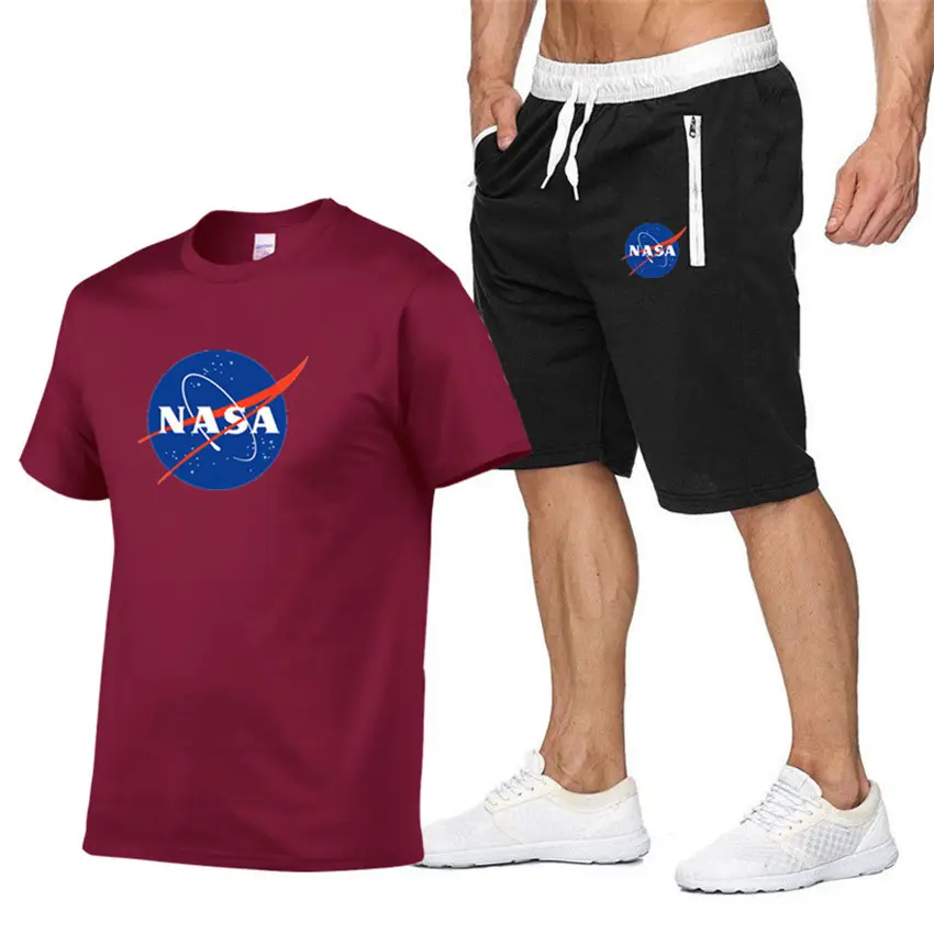 NASA Men NASA Logo T-Shirt & Shorts Set Grey