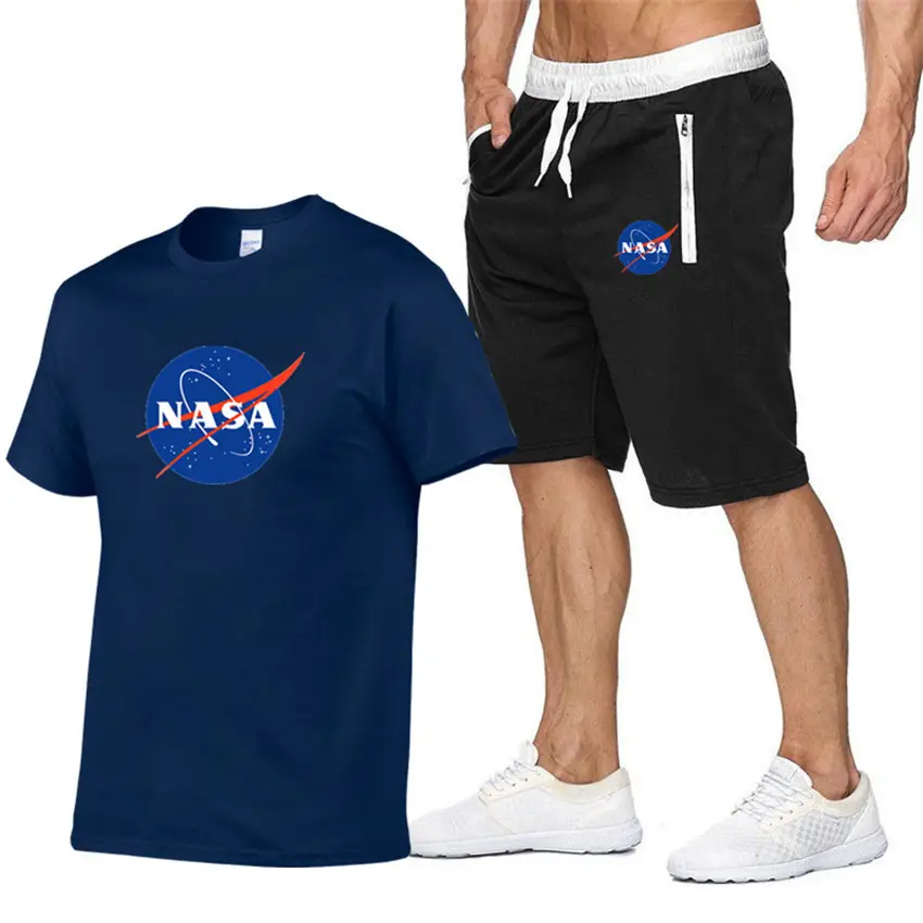 NASA Men NASA Logo T-Shirt & Shorts Set Grey