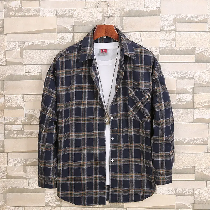 Men's Plaid Cotton Jacket Spring Autumn All Size - Image 4