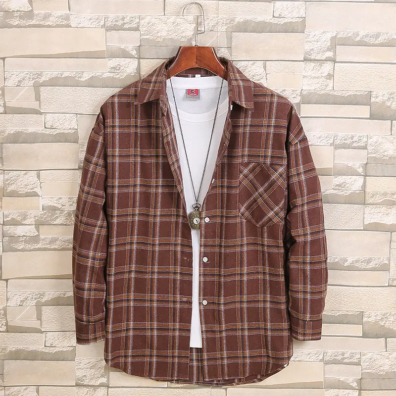 Men's Plaid Cotton Jacket Spring Autumn All Size - Image 3
