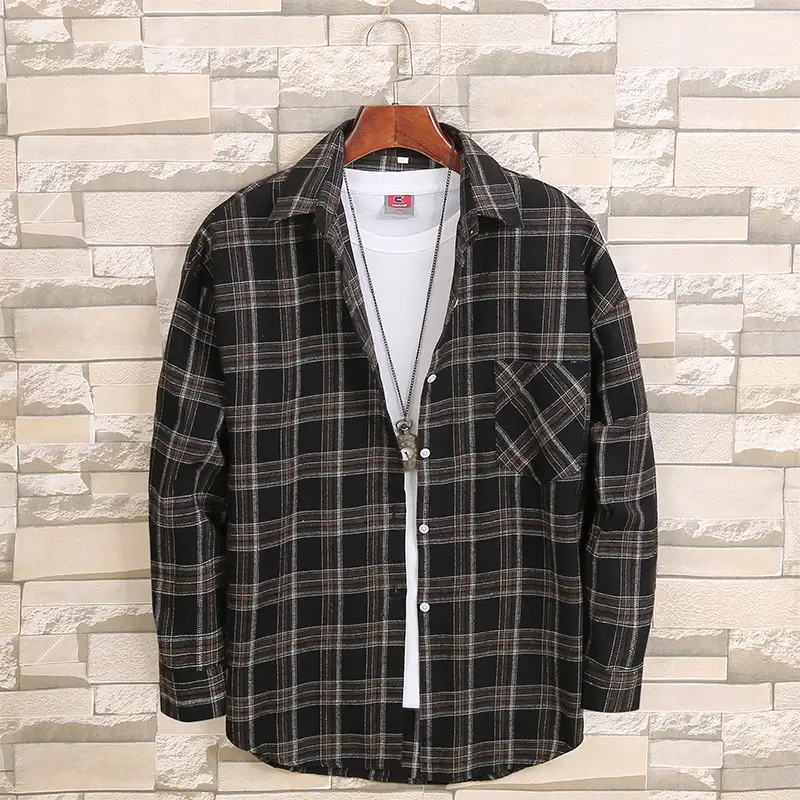 Men's Plaid Cotton Jacket Spring Autumn All Size - Image 2