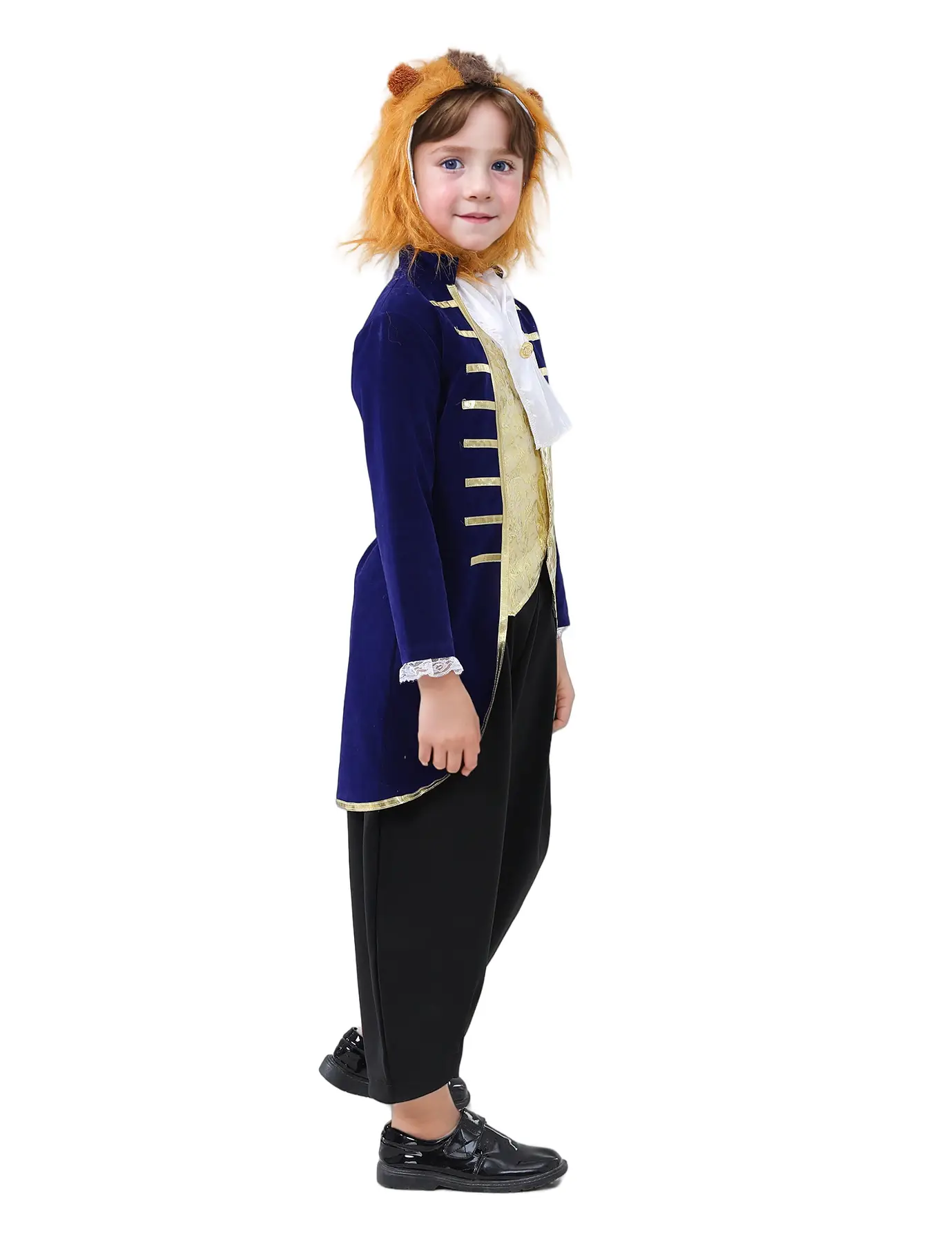 Kids Fairy Tale Cosplay Costume Blue Gold Jumpsuit