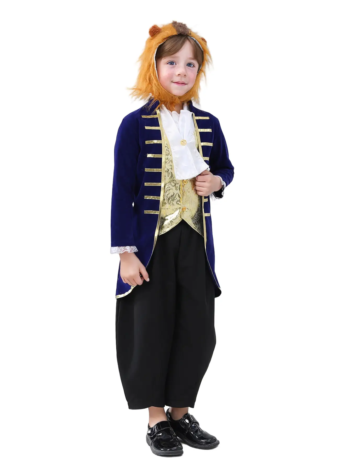 Kids Fairy Tale Cosplay Costume Blue Gold Jumpsuit