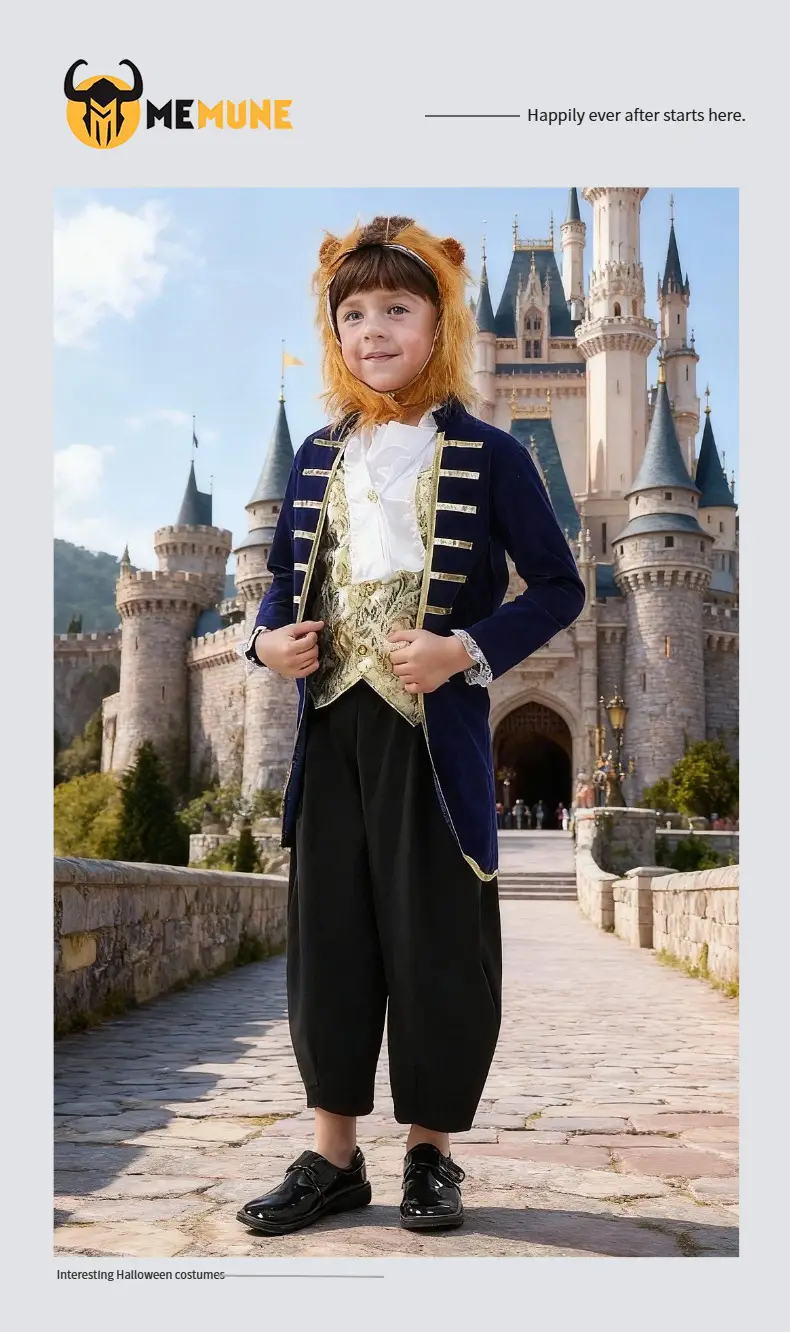 Kids Fairy Tale Cosplay Costume Blue Gold Jumpsuit — feature 1