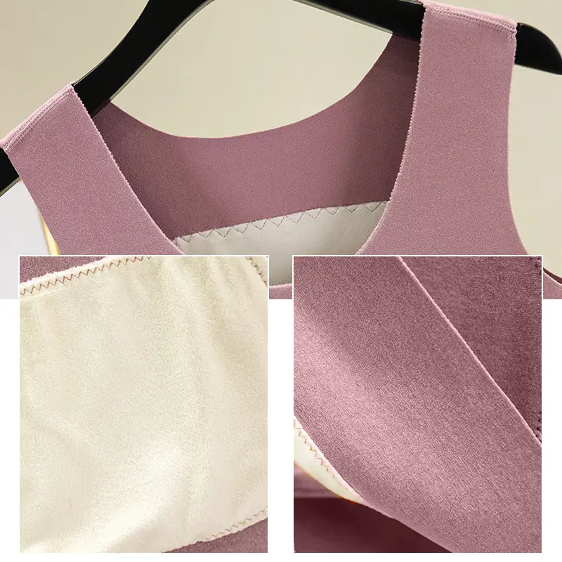 Women Velvet Thermal Vest Pink White Patch Medium Large - Image 10