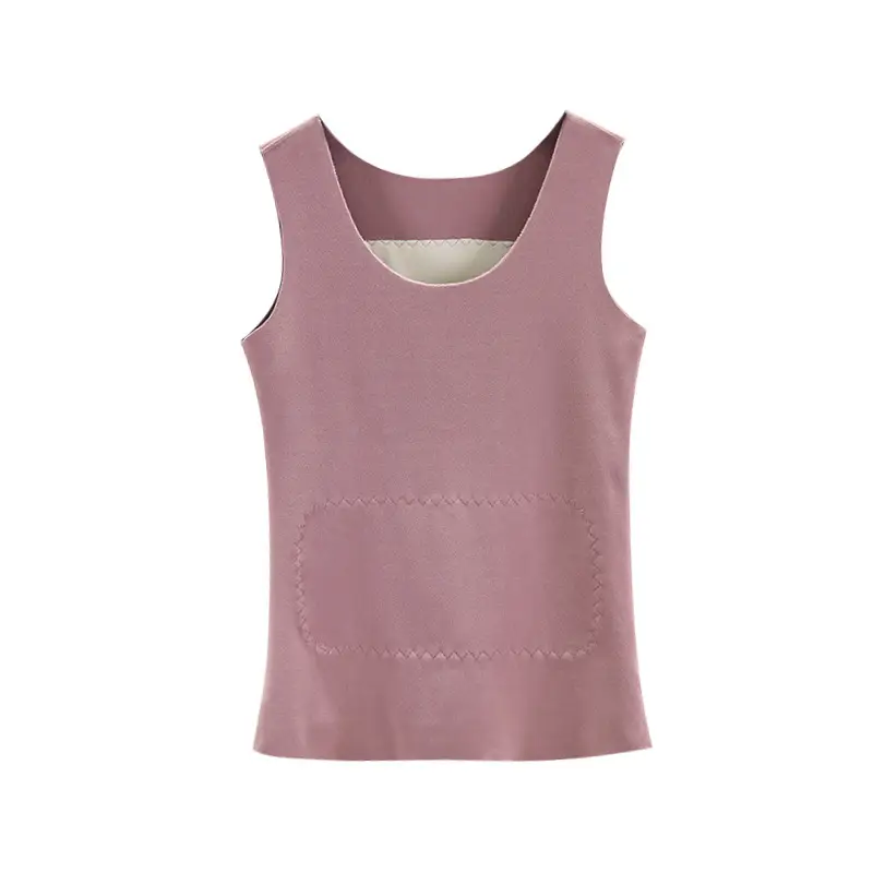 Women Velvet Thermal Vest Pink White Patch Medium Large - Image 12