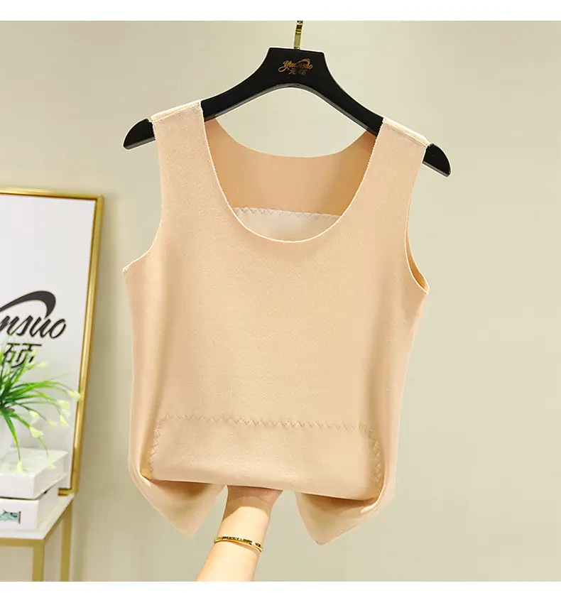 Women Velvet Thermal Vest Pink White Patch Medium Large — feature 21