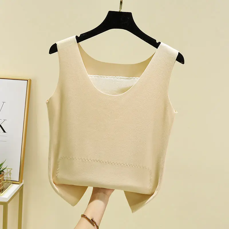 Women Velvet Thermal Vest Pink White Patch Medium Large - Image 2