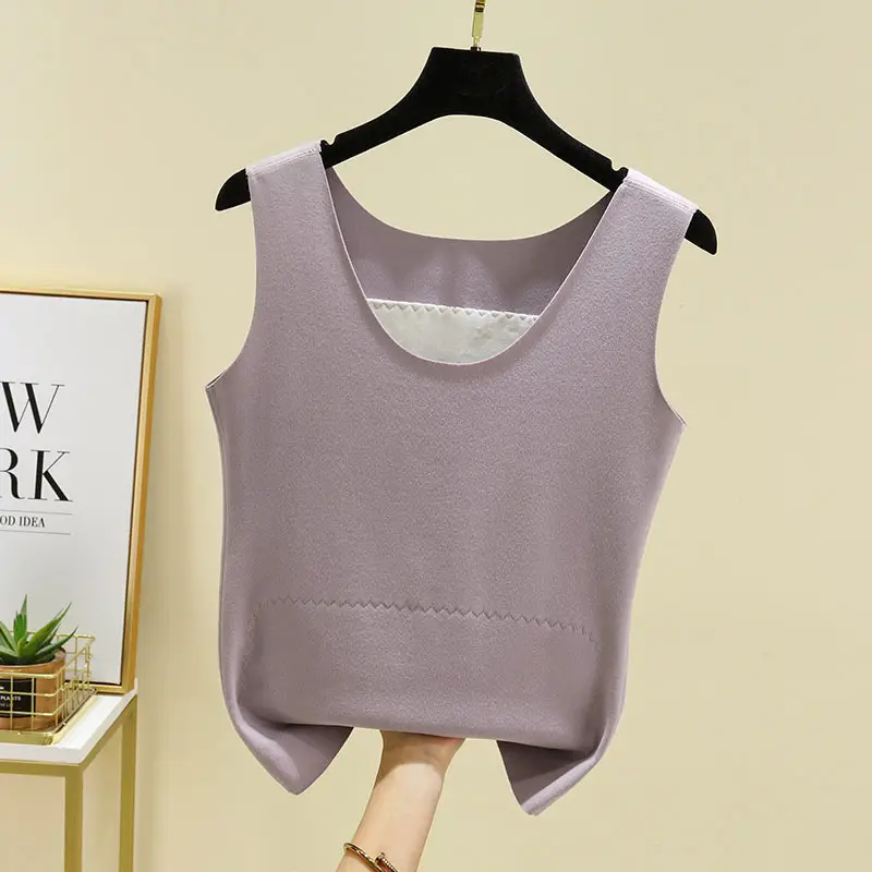 Women Velvet Thermal Vest Pink White Patch Medium Large - Image 7