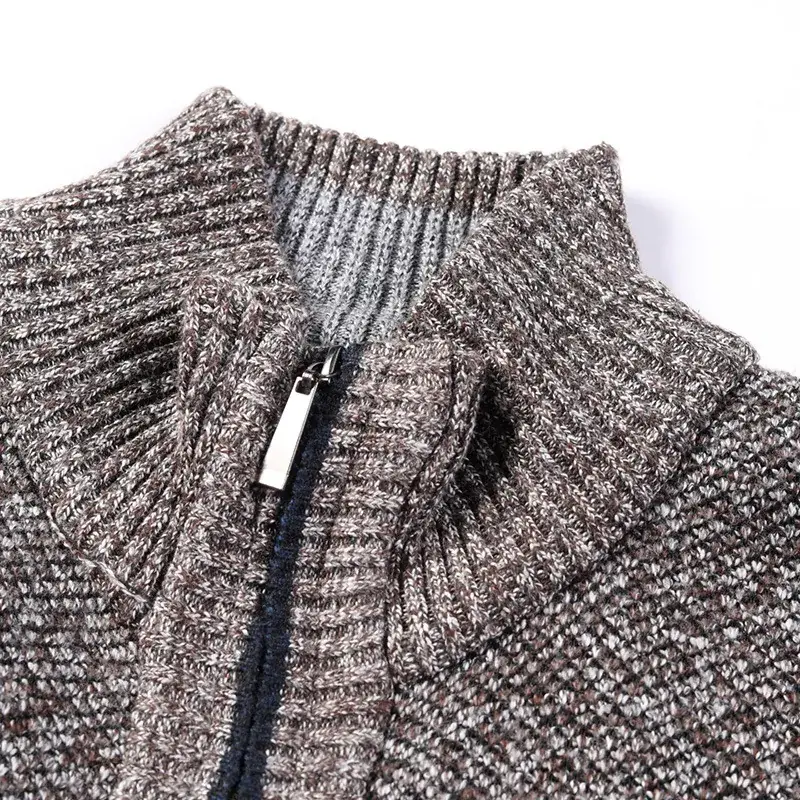 Men's Thickened Sweater Jacket Large Grey - Image 4