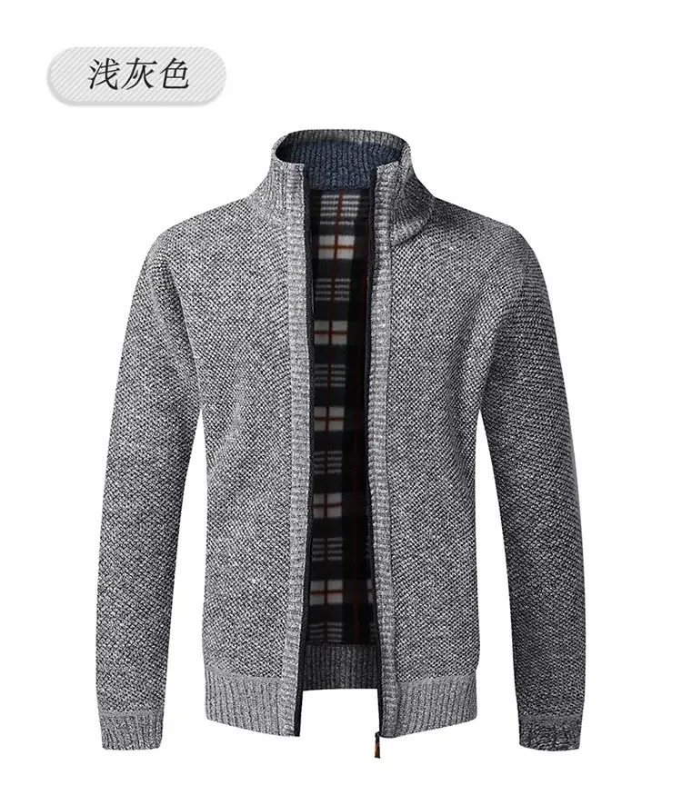 Men's Thickened Sweater Jacket Large Grey — feature 10