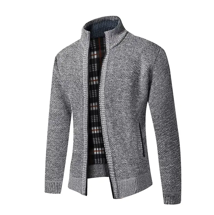 Men's Thickened Sweater Jacket Large Grey — feature 11
