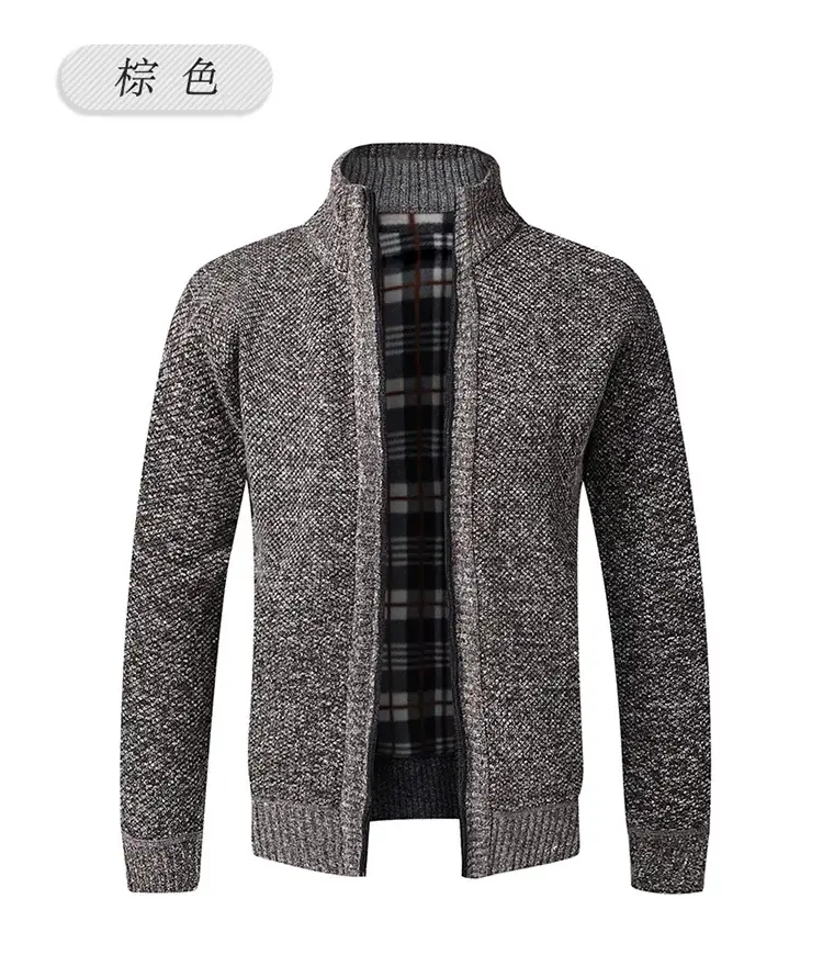Men's Thickened Sweater Jacket Large Grey — feature 13