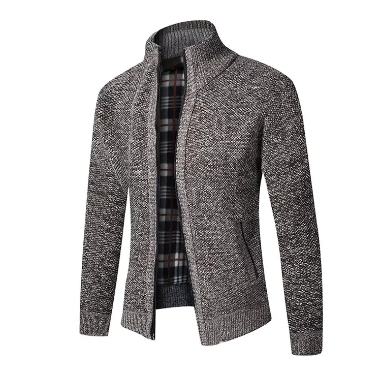 Men's Thickened Sweater Jacket Large Grey — feature 14