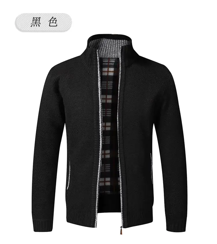 Men's Thickened Sweater Jacket Large Grey — feature 19