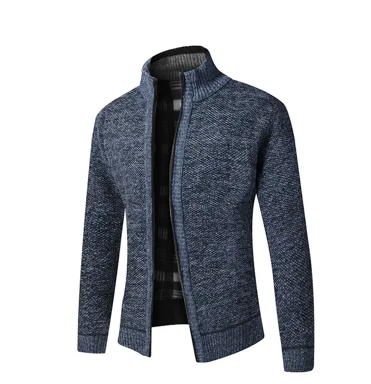 Men's Thickened Sweater Jacket Large Grey — feature 5