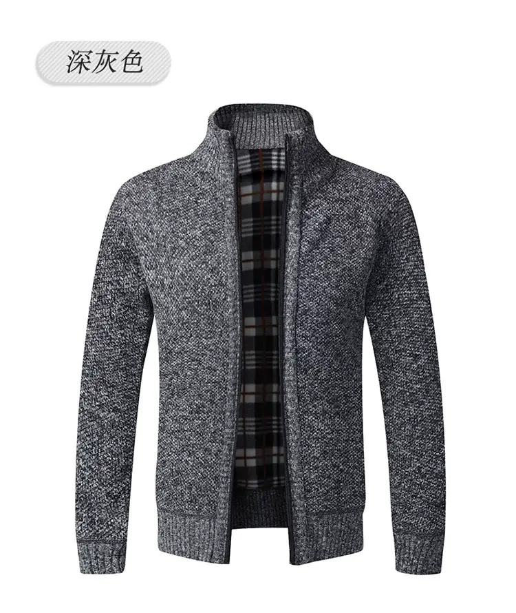 Men's Thickened Sweater Jacket Large Grey — feature 7