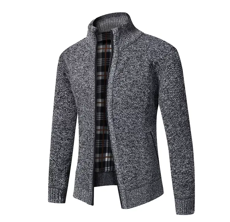 Men's Thickened Sweater Jacket Large Grey — feature 8