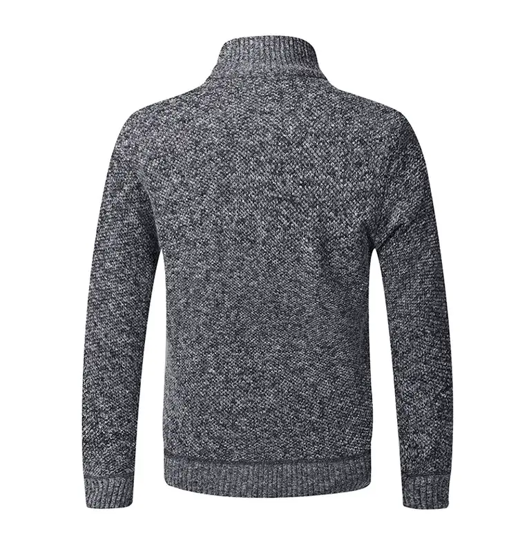 Men's Thickened Sweater Jacket Large Grey — feature 9