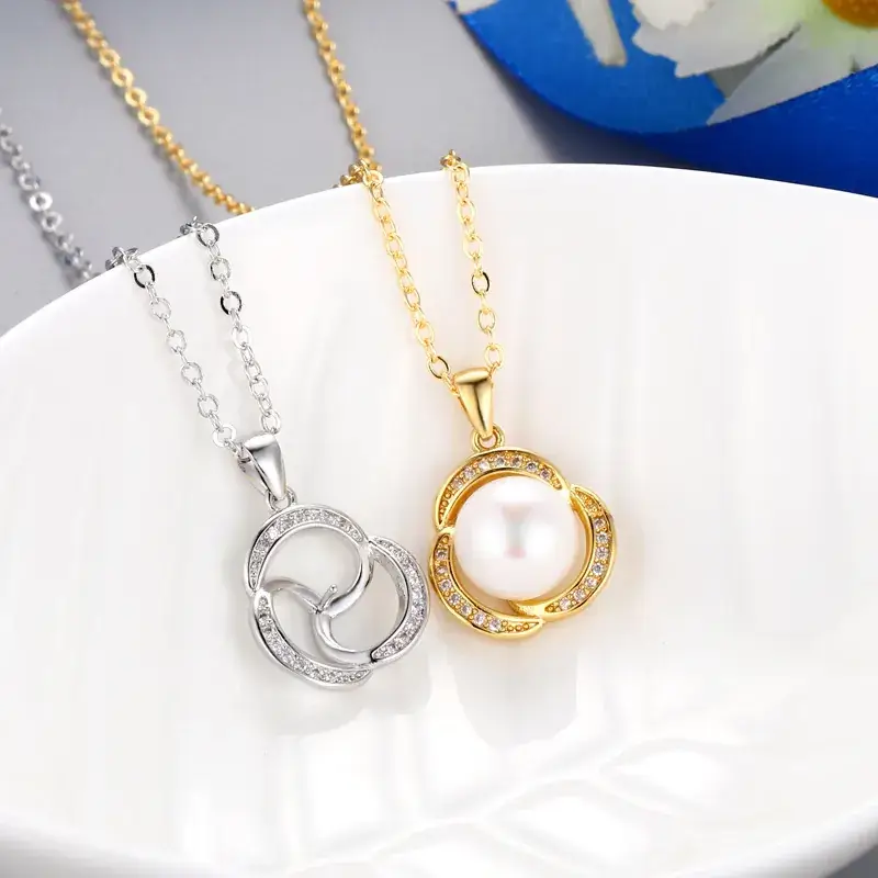 Pearl Wave Pendant with Crystal Set - Image 6