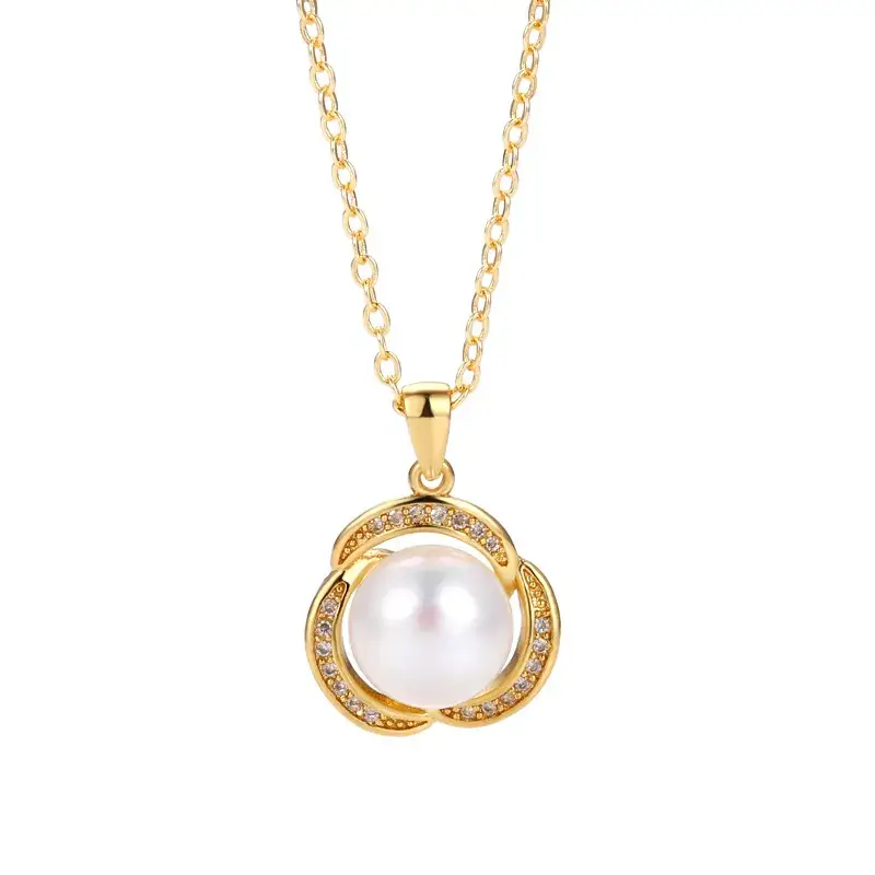 Pearl Wave Pendant with Crystal Set - Image 9