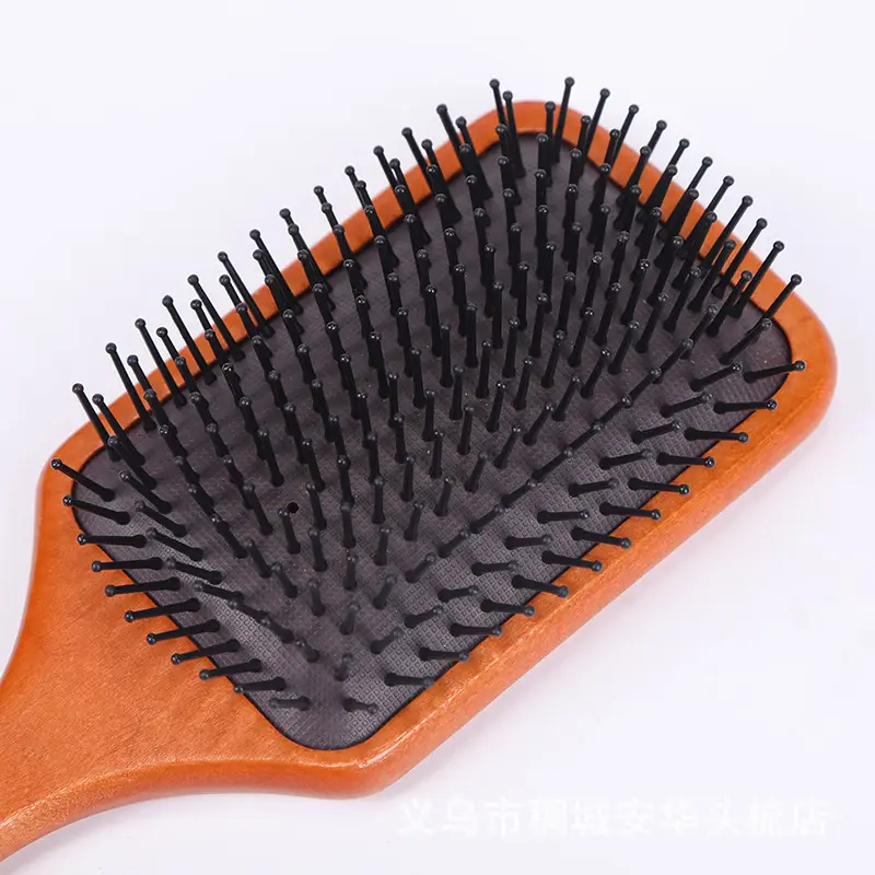 Wooden Hair Brush with Massage Foam Handle - Image 4