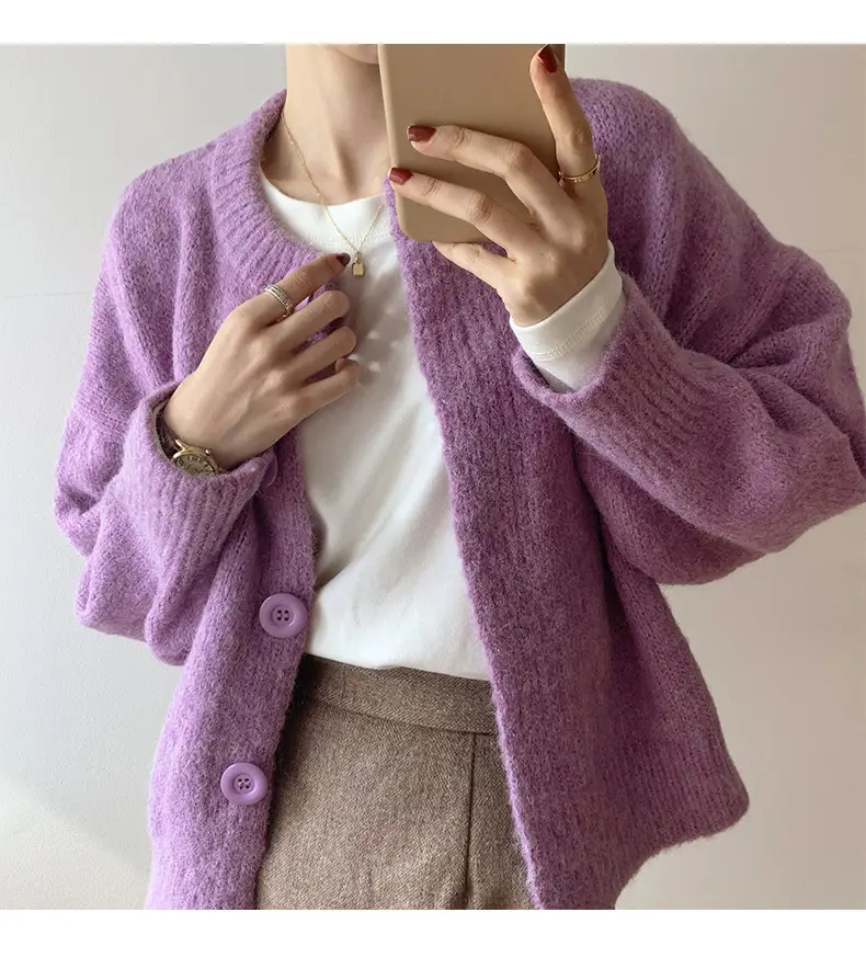 Women Fleece Lined Purple Top Long Sleeve Slim Fit — feature 11