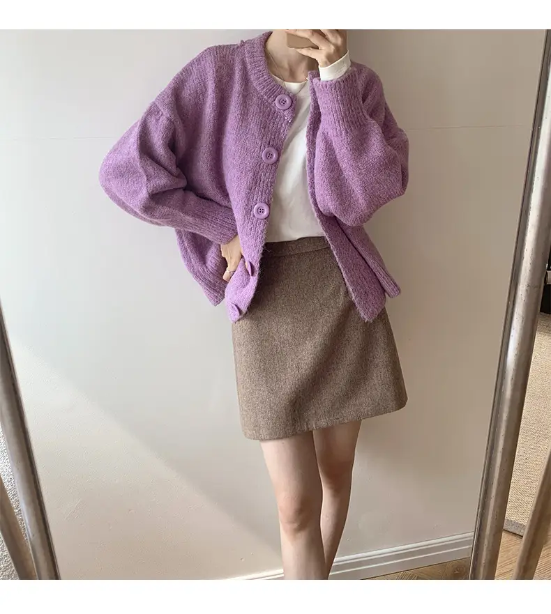 Women Fleece Lined Purple Top Long Sleeve Slim Fit — feature 12