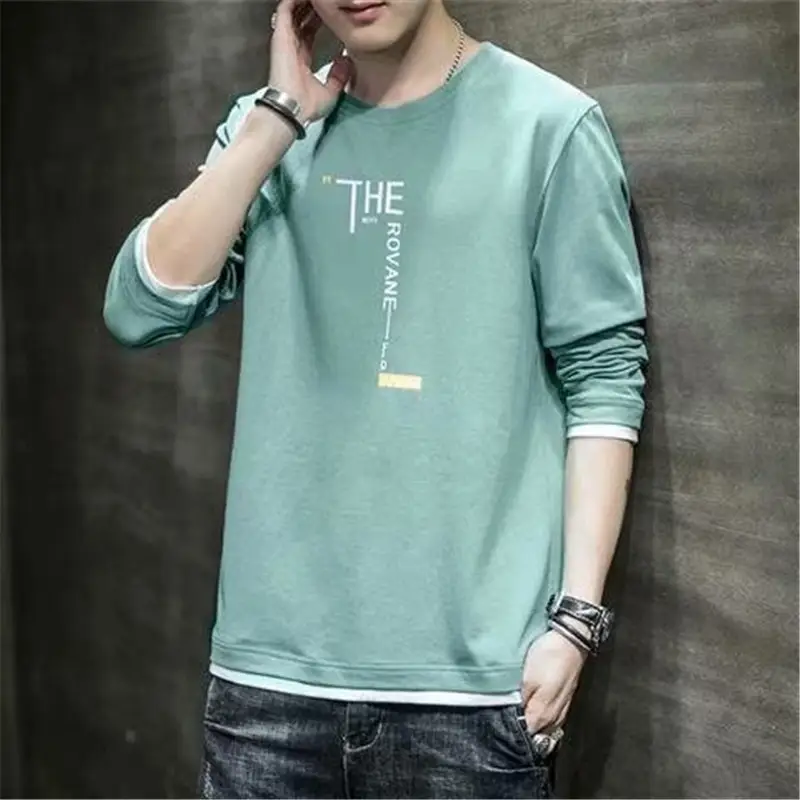 Men Long Sleeve T-Shirt Grey Slim Fit 2020 - Image 7