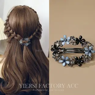 New Classic Retro Hairpin Flower Top Clip Rhinestone Large Spring Clip Ponytail Clip — feature 11