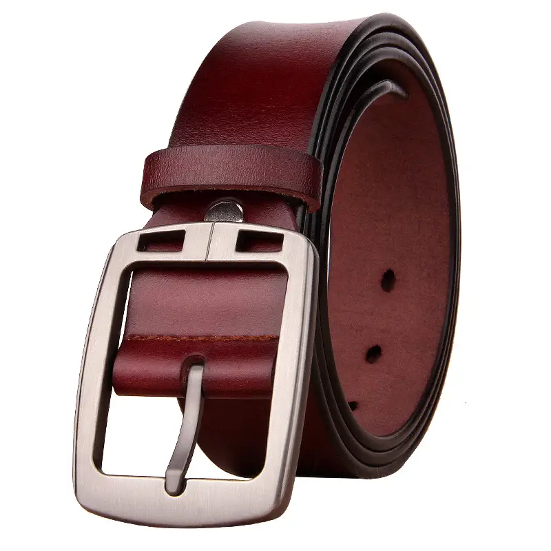 Men's Vintage Cowhide Belt with Antique Pin Buckle