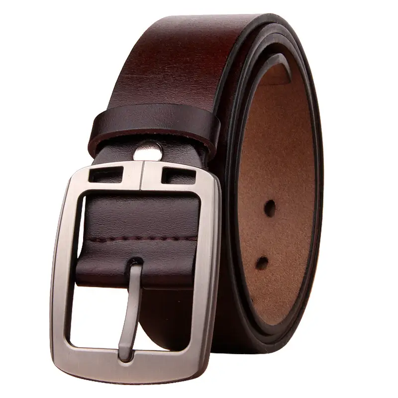 Men's Vintage Cowhide Belt with Antique Pin Buckle