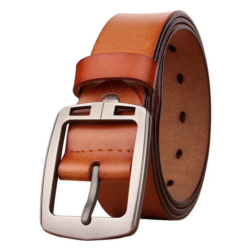 Men's Vintage Cowhide Belt with Antique Pin Buckle