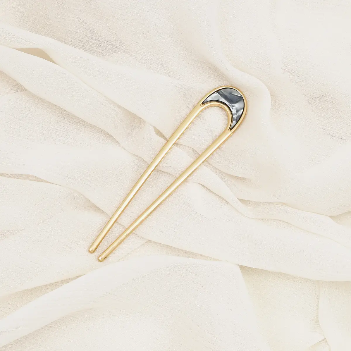U-shaped Hairpin Peach Rhinestone Hanfu Style - Image 5